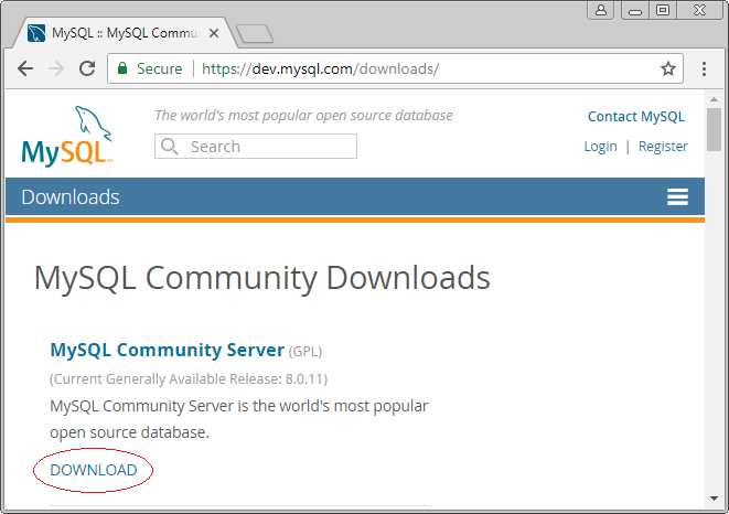 mysql download for windows 7