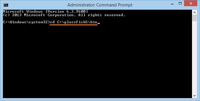 start glassfish server command line