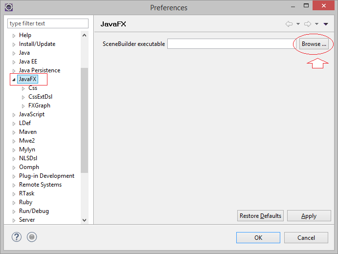 how to use eclipse with scene builder