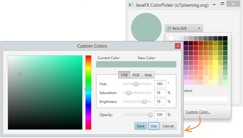 javafx colorpicker anywhere on screen
