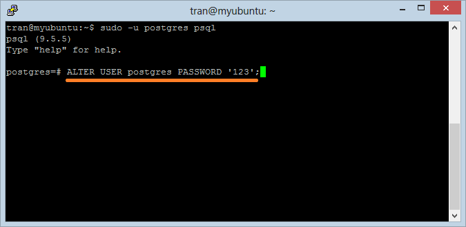 Как сбросить пароль postgresql ubuntu