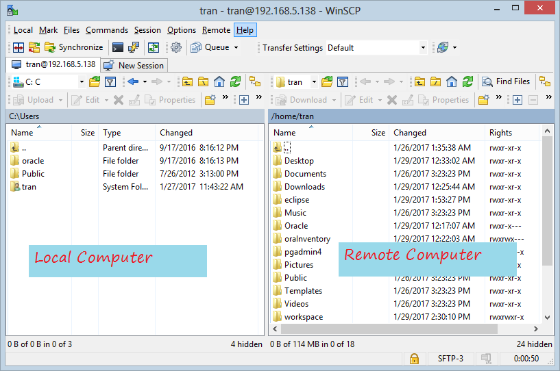 winscp su another user connected