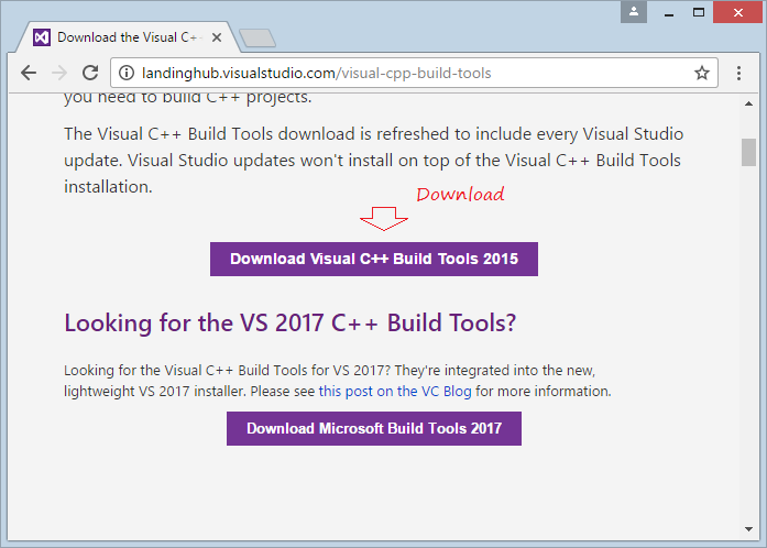 Install Microsoft Visual C Build Tools