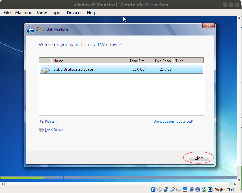 virtualbox windows 7