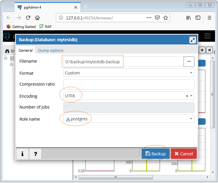 pgadmin 4 backup and restore database