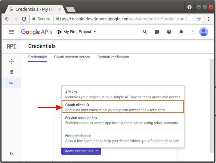 How do I create a Google API credential?