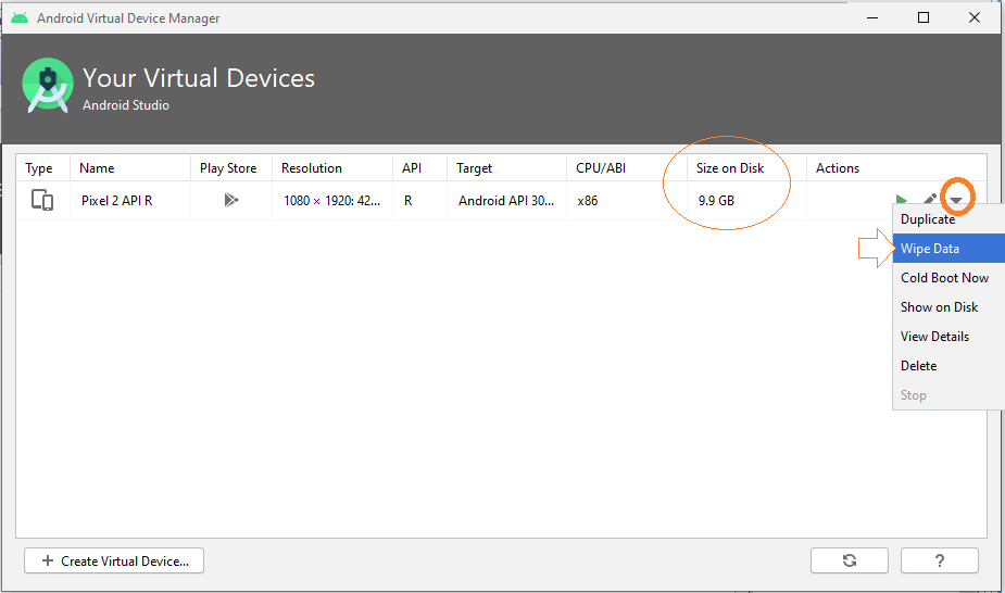 uninstall android emulator mac