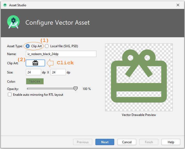 set icon button android studio