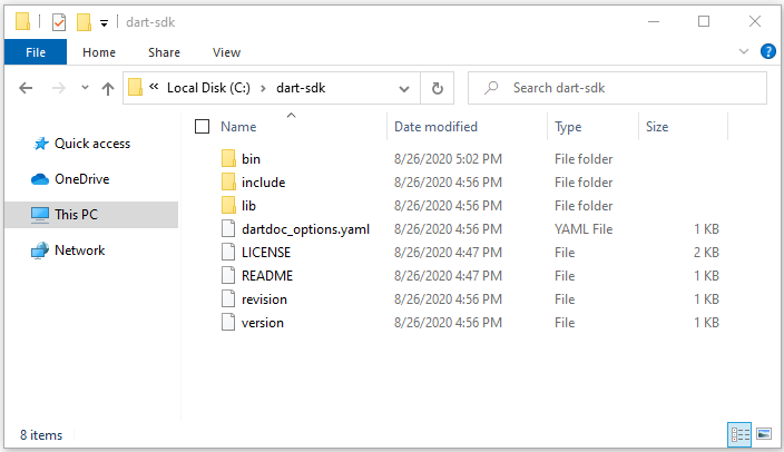 dart sdk download zip