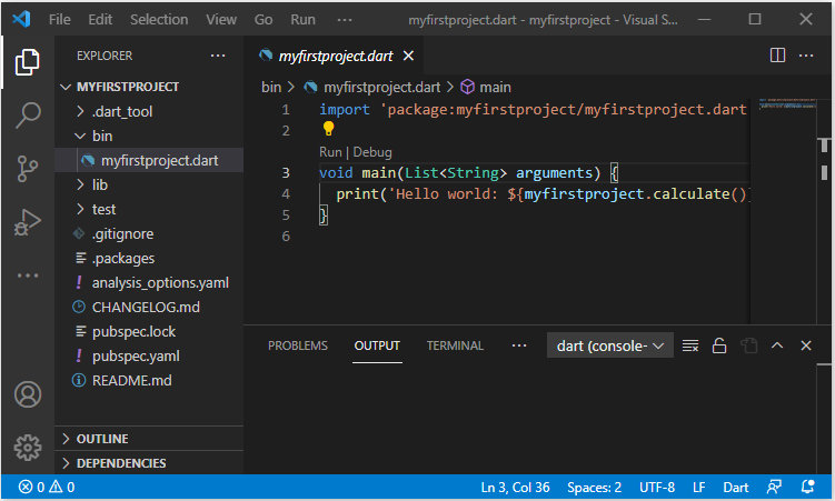 Run your first Dart example in Visual Studio Code | o7planning.org