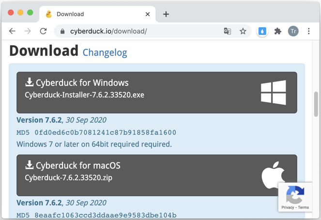 transferring files using cyberduck windows