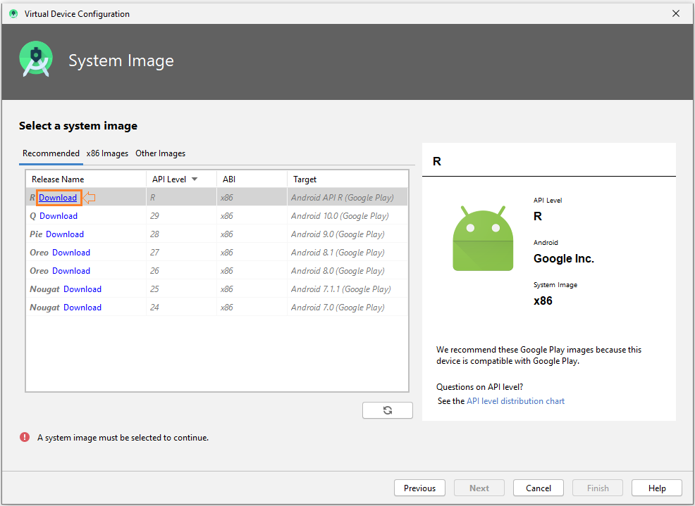 Configuration d'Android Emulator sur Android Studio