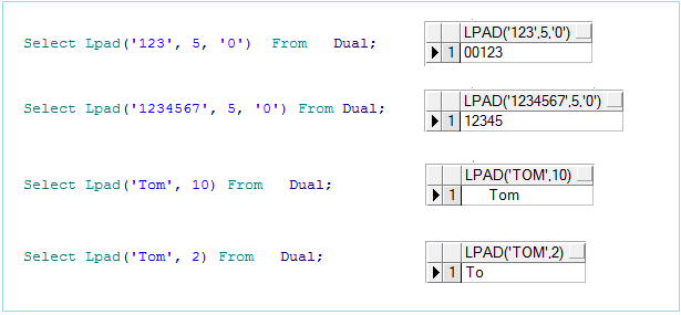 Oracle добавить символы слева